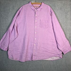 Tommy Bahama Shirt Mens 5XLB Purple Mauve Linen Long Sleeve Relaxed Button Up